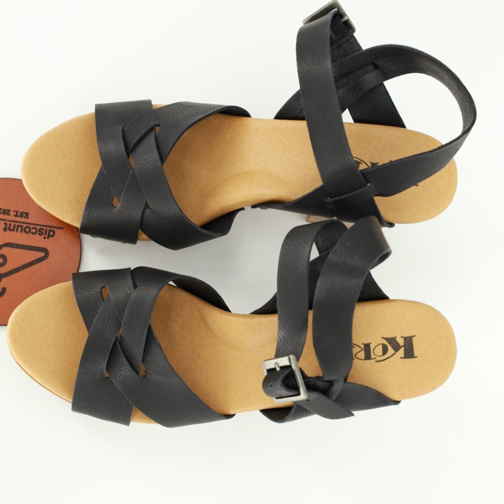 Korks Bagley Leather Wood Block Heel Platform Clog Sandals Size 9 - Picture 5 of 11